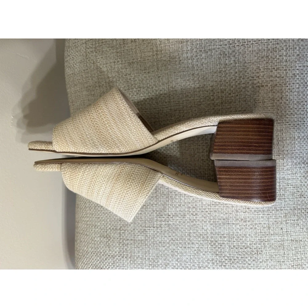 Cole Haan Calli‎ Beige Block Heel Slide Sandals Women's Size 9b